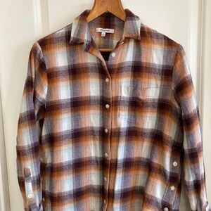 Madewell Flannel Button down Shirt Autumnal Colors Very Soft & Comfy Sz X-Small